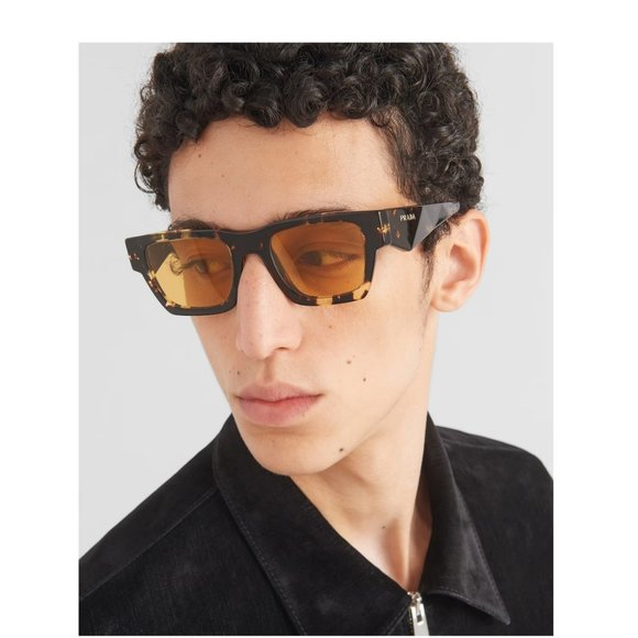 Prada PRA06S 16O10C Tortoise Black Malt Yellow  Square Unisex Sunglasses PR A06S - Picture 10 of 11